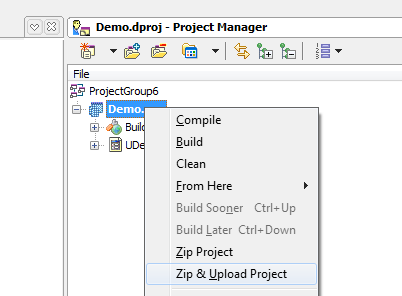 TMS Project Manager right click menu